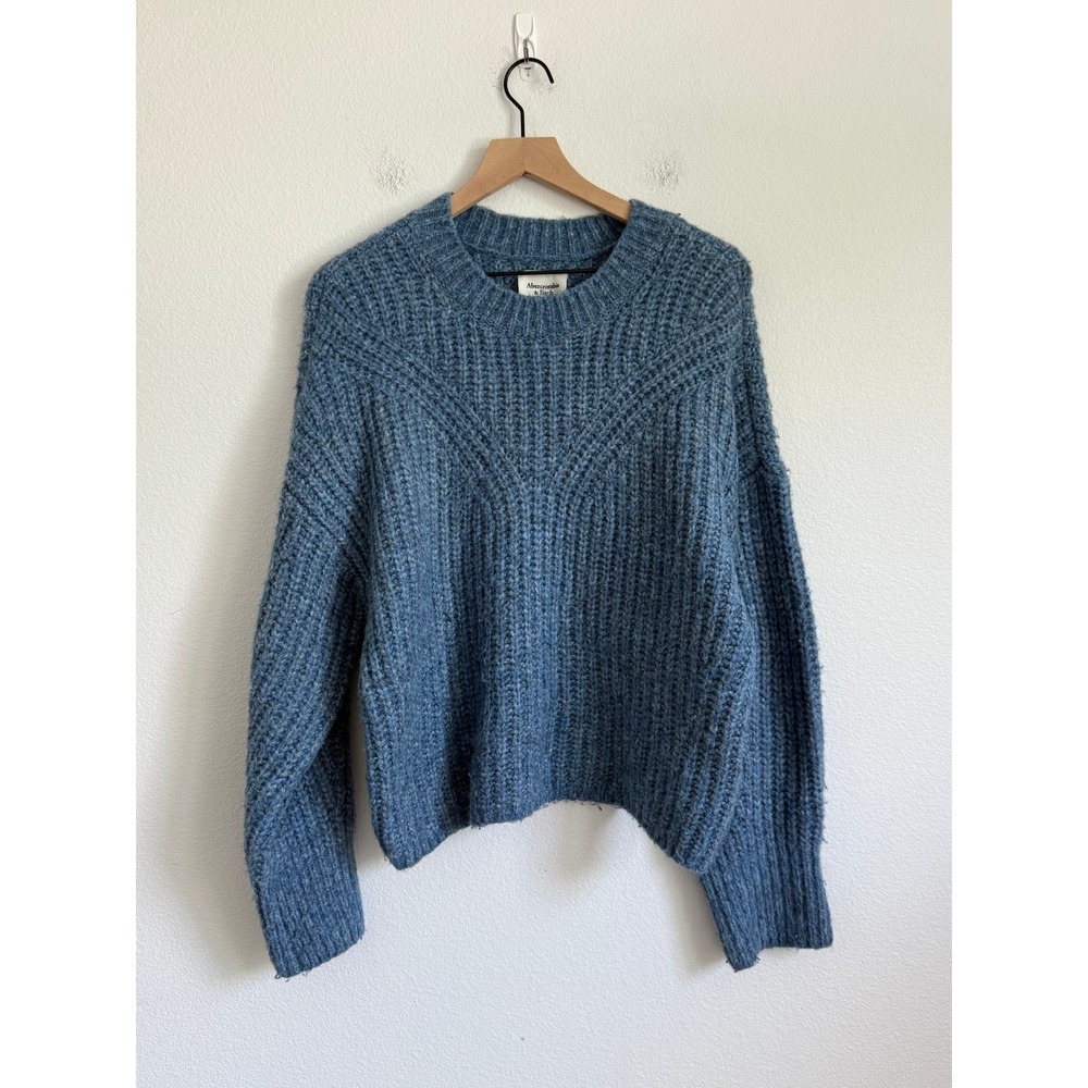 Abercrombie Blue Chunky Knit Sweater Ribbed Slouchy Coquette Coastal Grandmacore